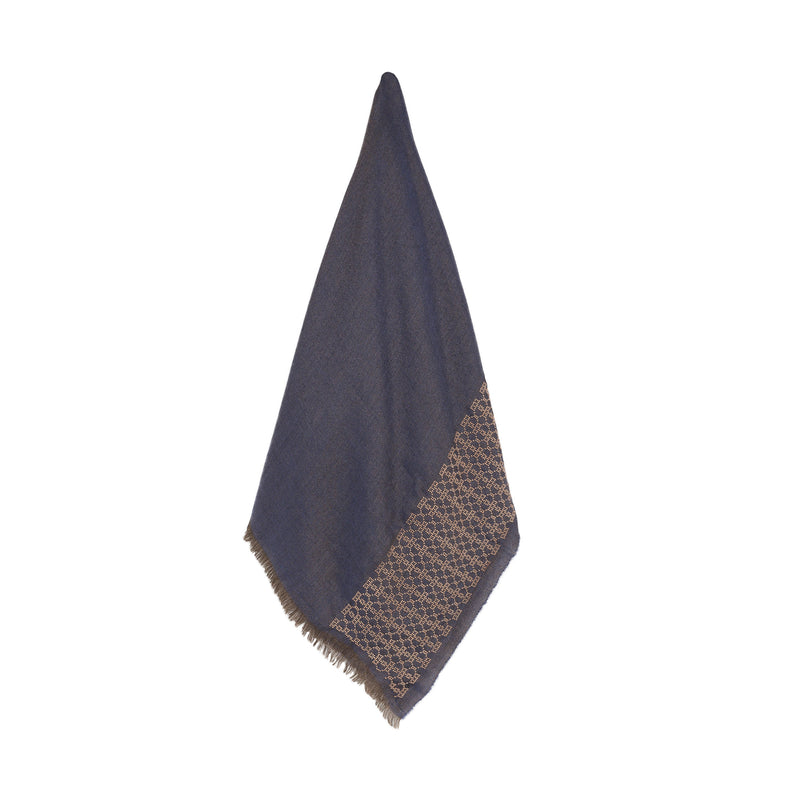 BLUE CASHMERE & SILK SHAWL TAUPE BEEHIVE