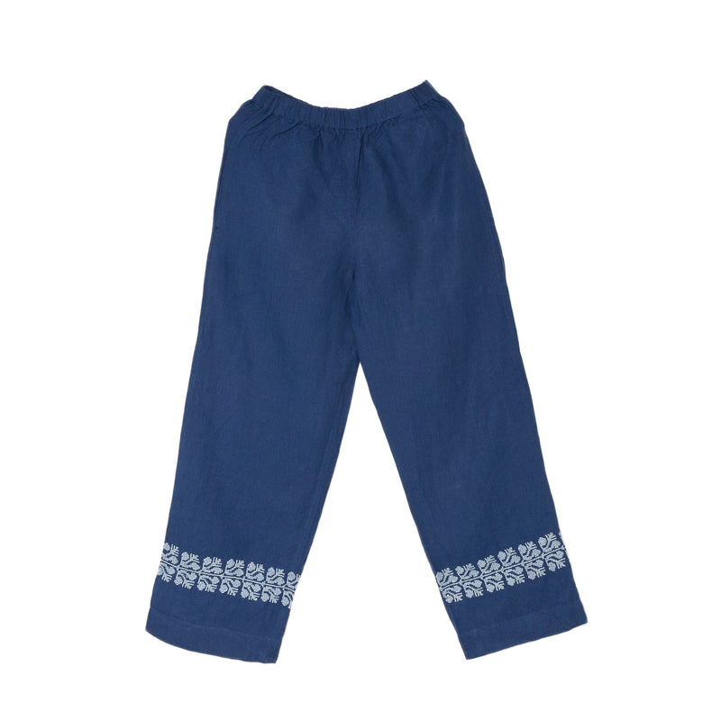 INDIGO BLUE LINEN PALAZZO PANTS | SINEAD