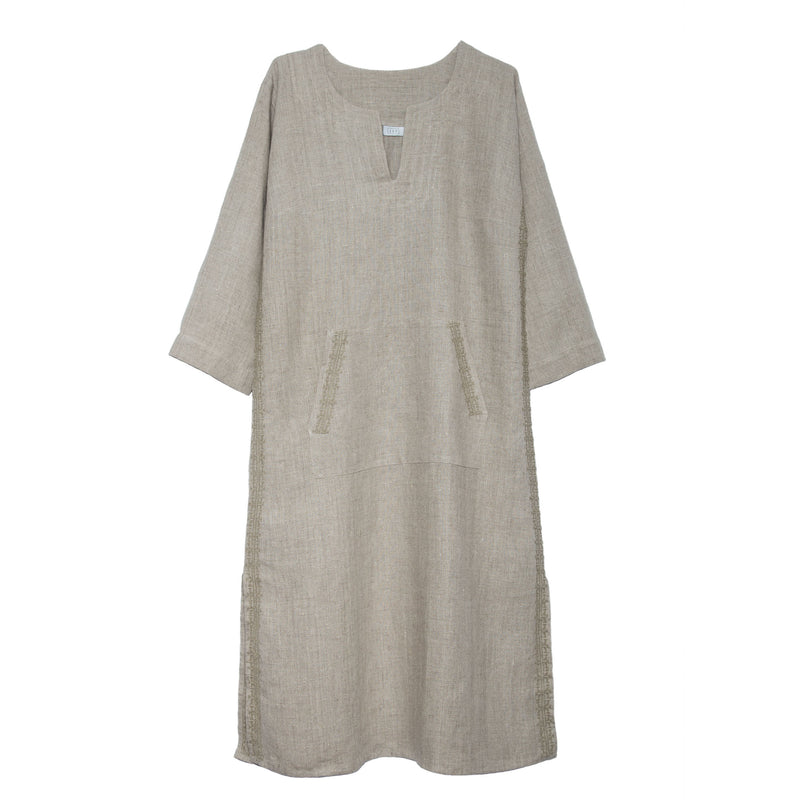 NATURAL LINEN KAFTAN DRESS