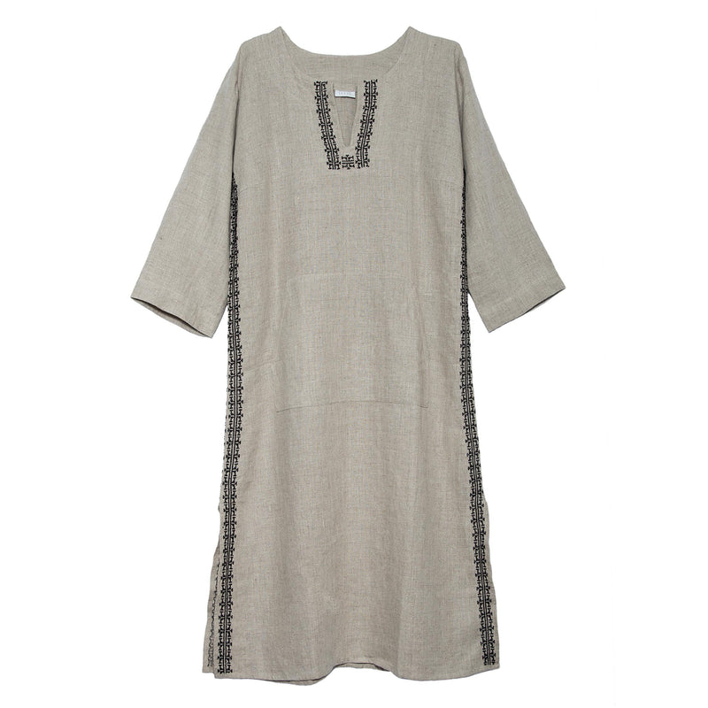 NATURAL LINEN KAFTAN DRESS