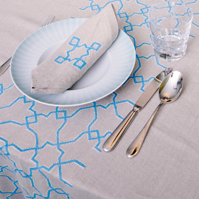 LINEN TABLECLOTH TURQUOISE KOUTUBIA | 180 x 280 cm