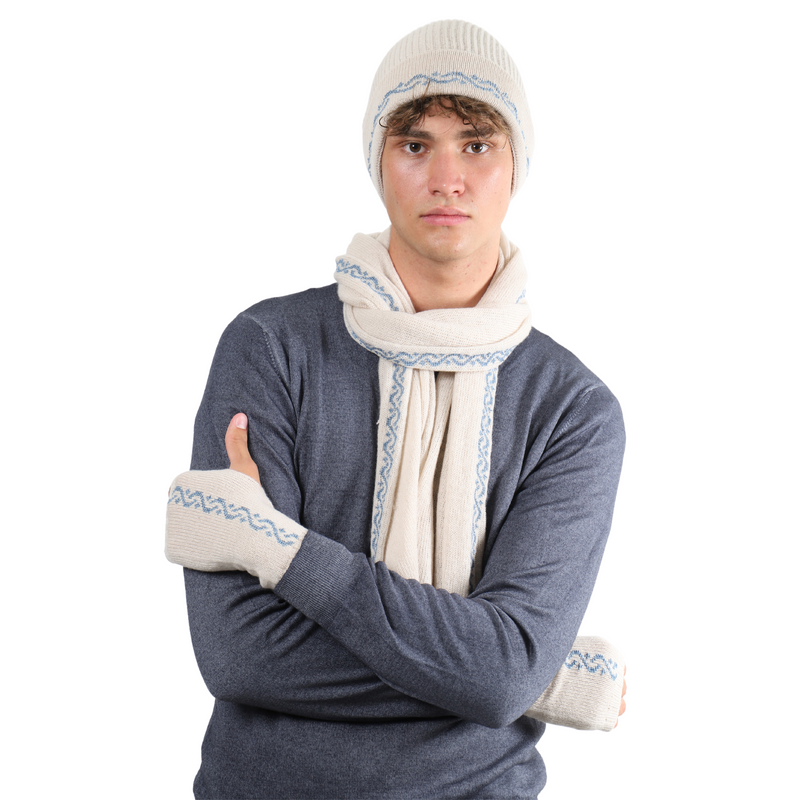 CREAM BEIGE CASHMERE SCARF | WAVES