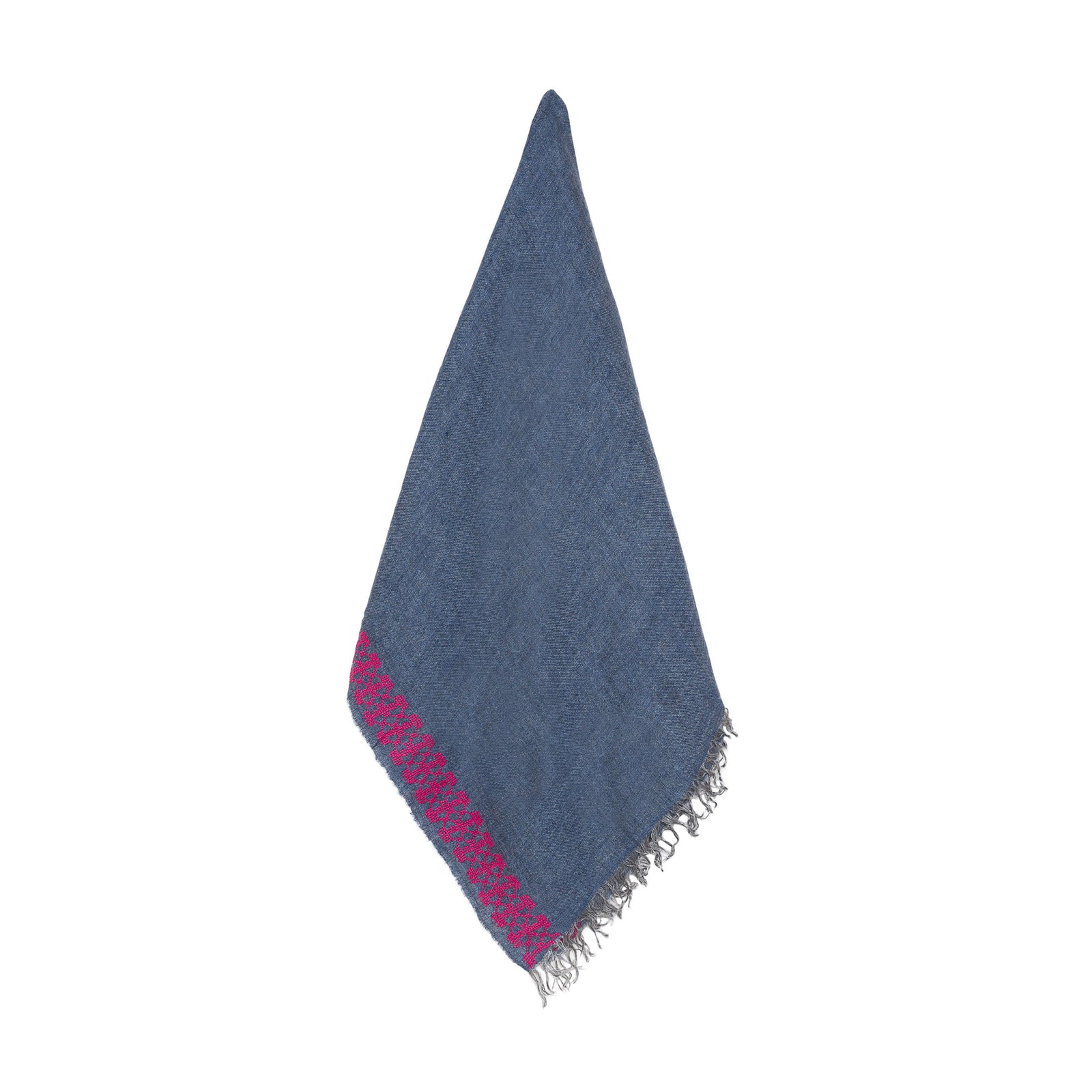 BLUE LINEN SHAWL HOT PINK BEEHIVE