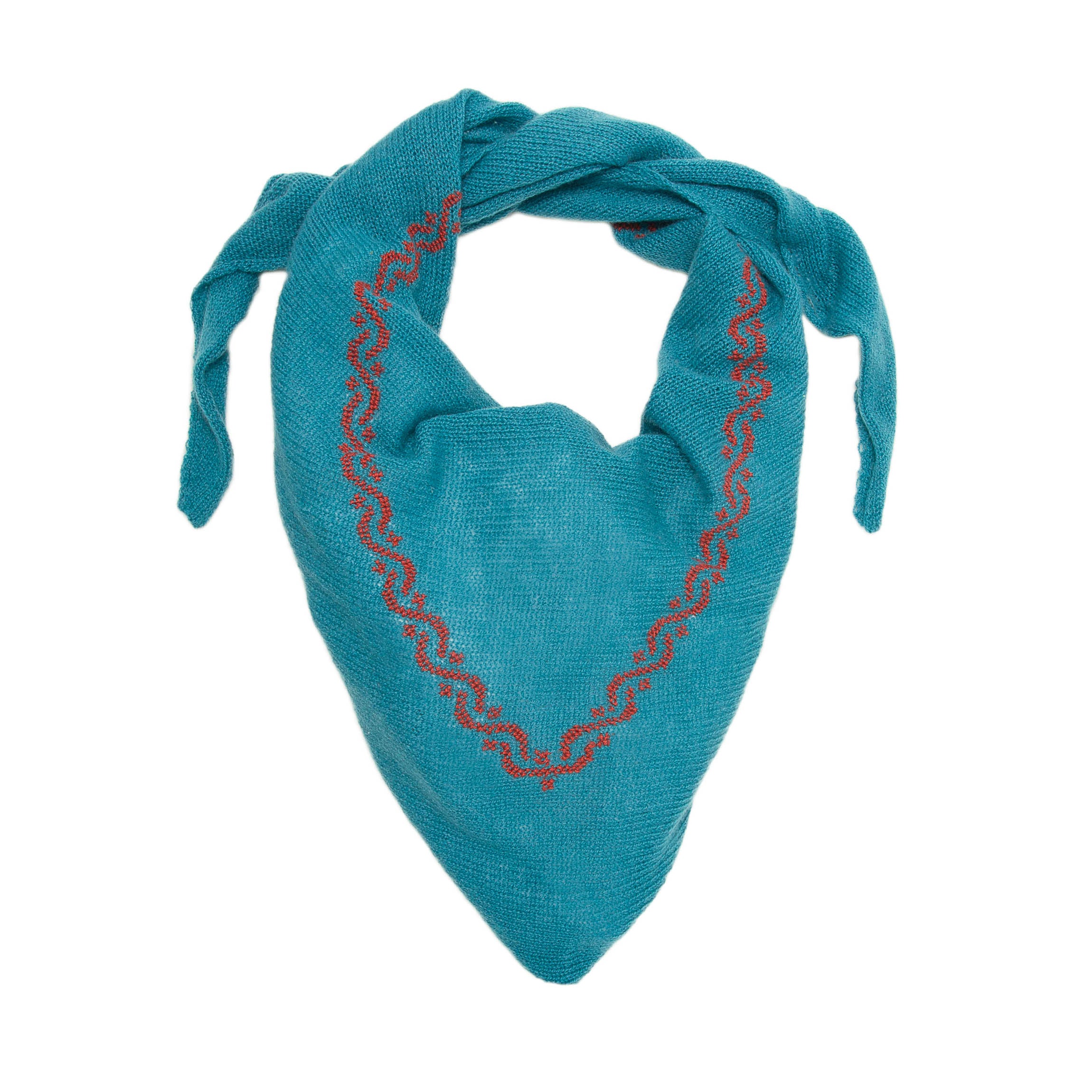 TEAL CASHMERE TRIANGLE SCARF WAVES – SEP Suisse