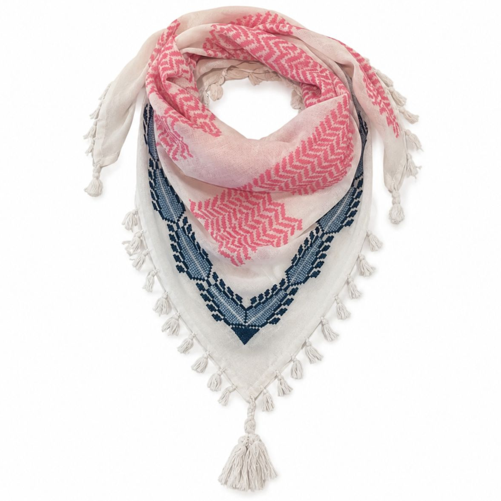 MINI PINK & WHITE FLAME COTTON KEFFIYEH