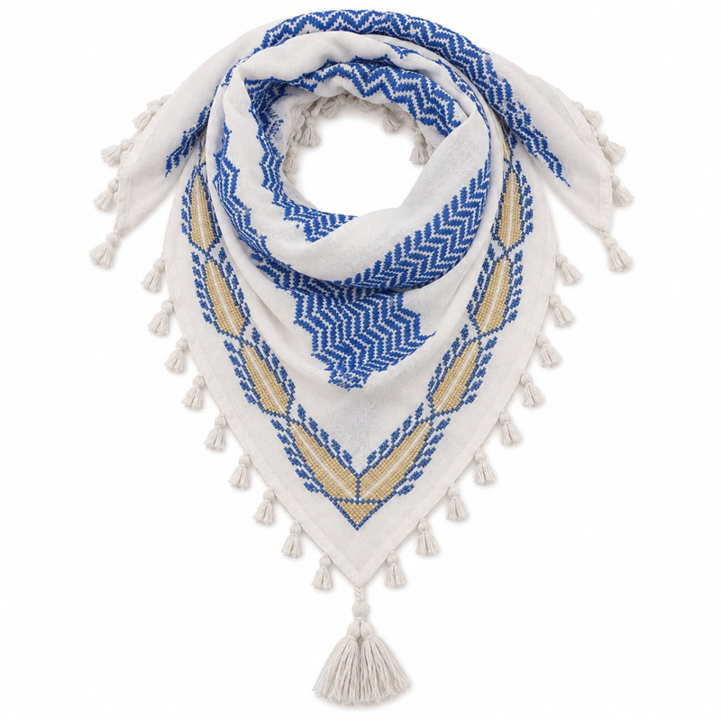 MINI BLUE & WHITE FLAME COTTON KEFFIYEH