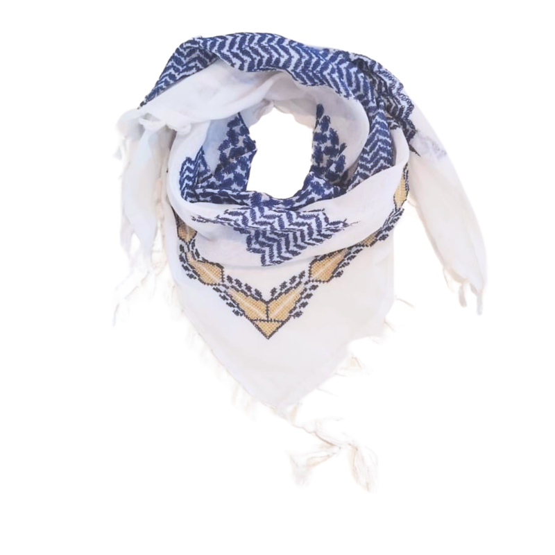 MINI BLUE & WHITE FLAME COTTON KEFFIYEH