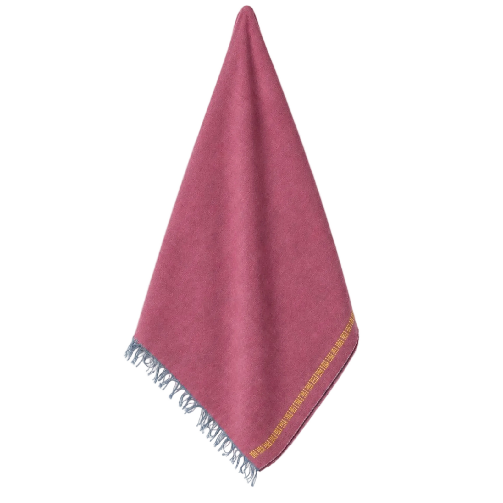 RED LINEN SHAWL YELLOW ROSE