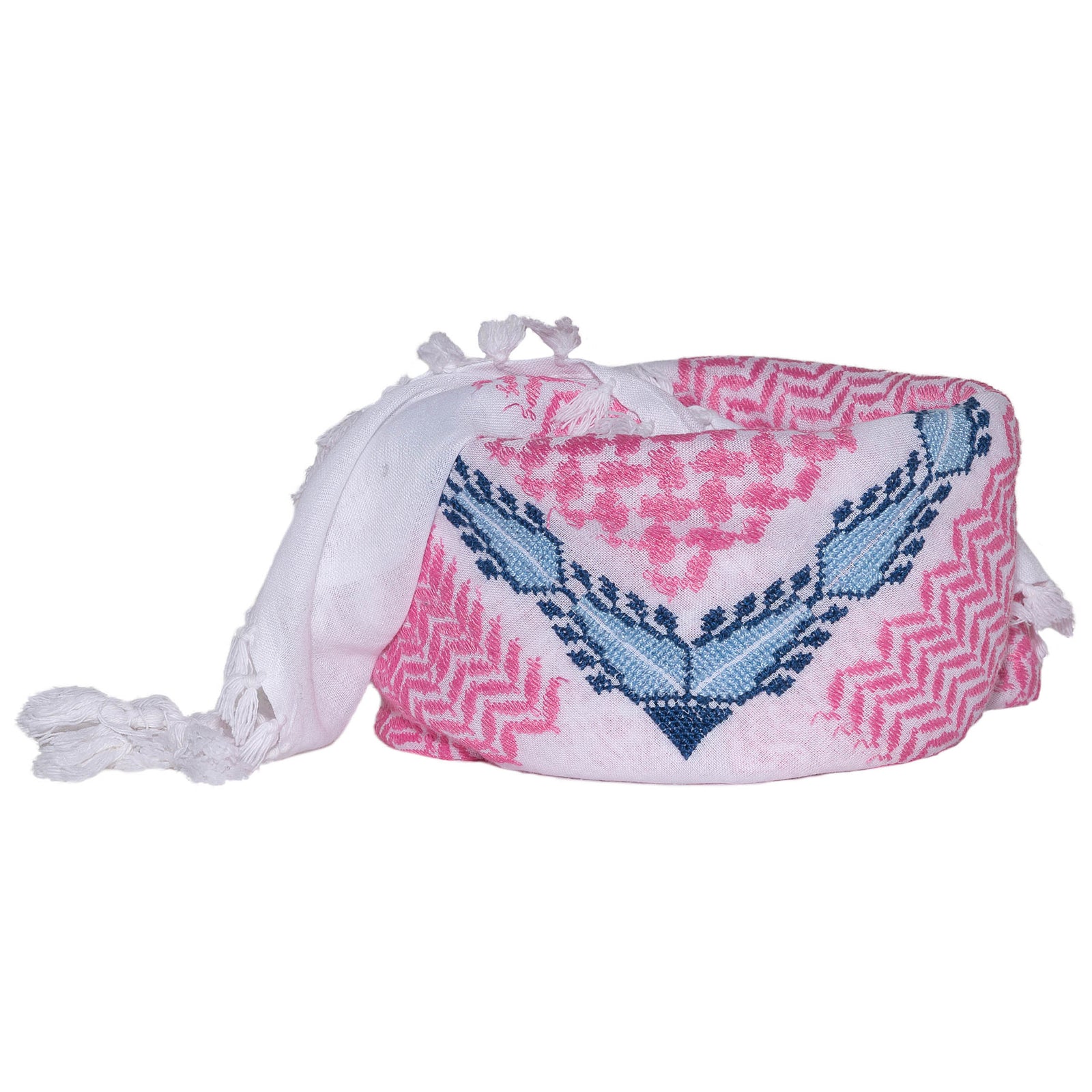 MAY PINK & WHITE BLUE FLAME COTTON KEFFIYEH
