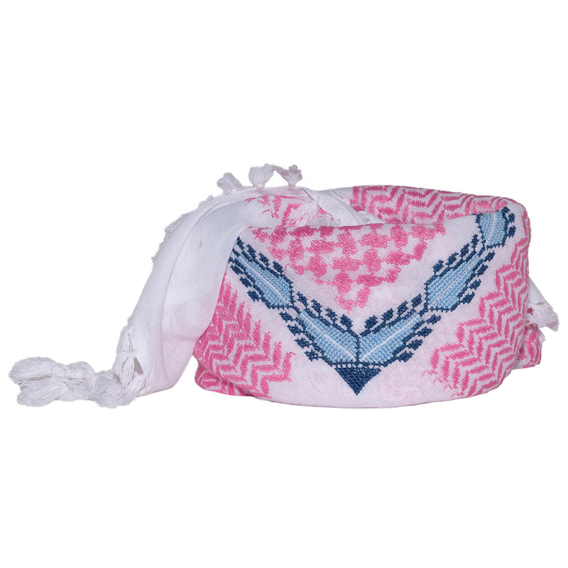 MAY PINK & WHITE BLUE FLAME COTTON KEFFIYEH