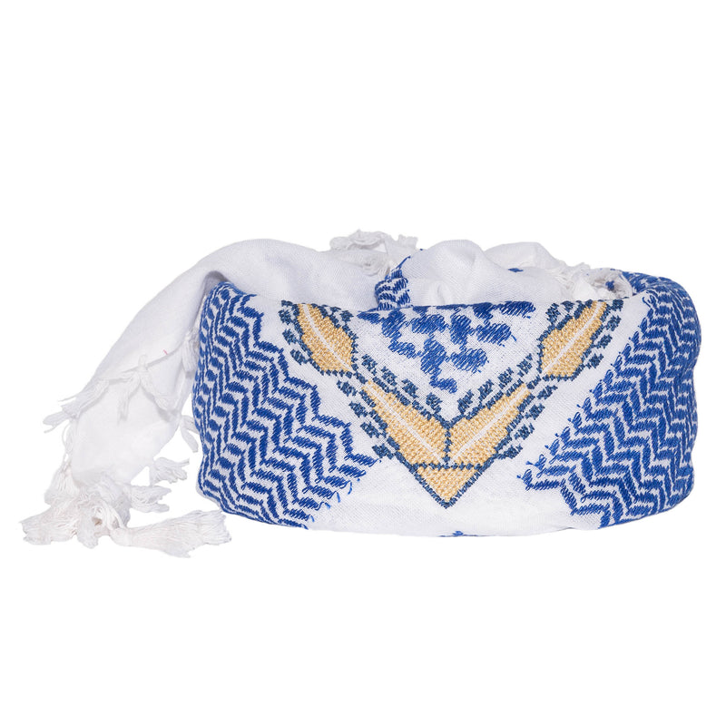 MAY BLUE & WHITE FLAME COTTON KEFFIYEH