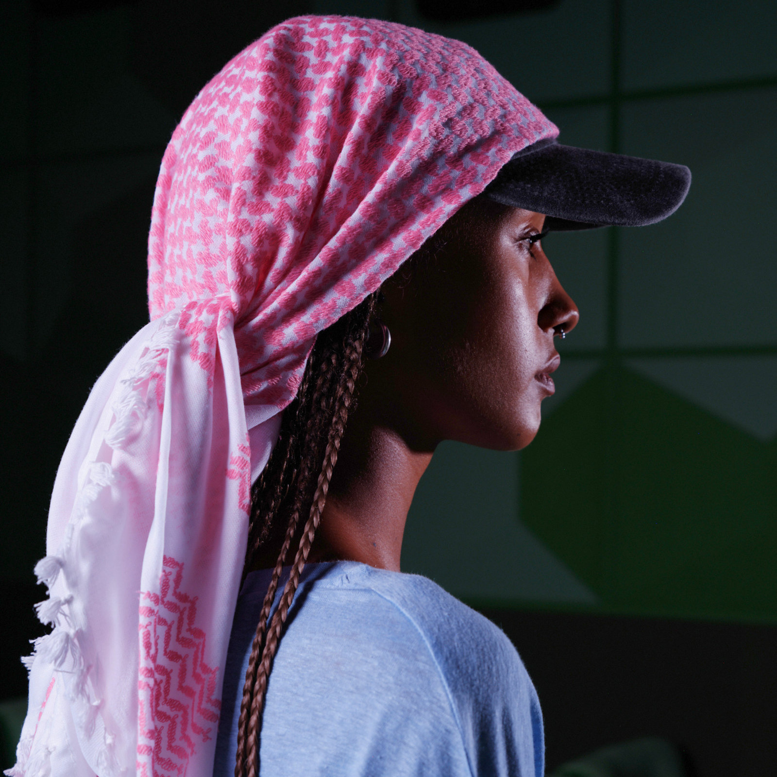 MAY PINK & WHITE BLUE FLAME COTTON KEFFIYEH
