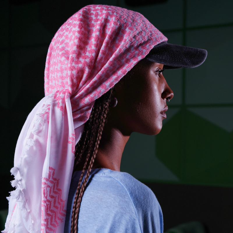 MAY PINK & WHITE BLUE FLAME COTTON KEFFIYEH