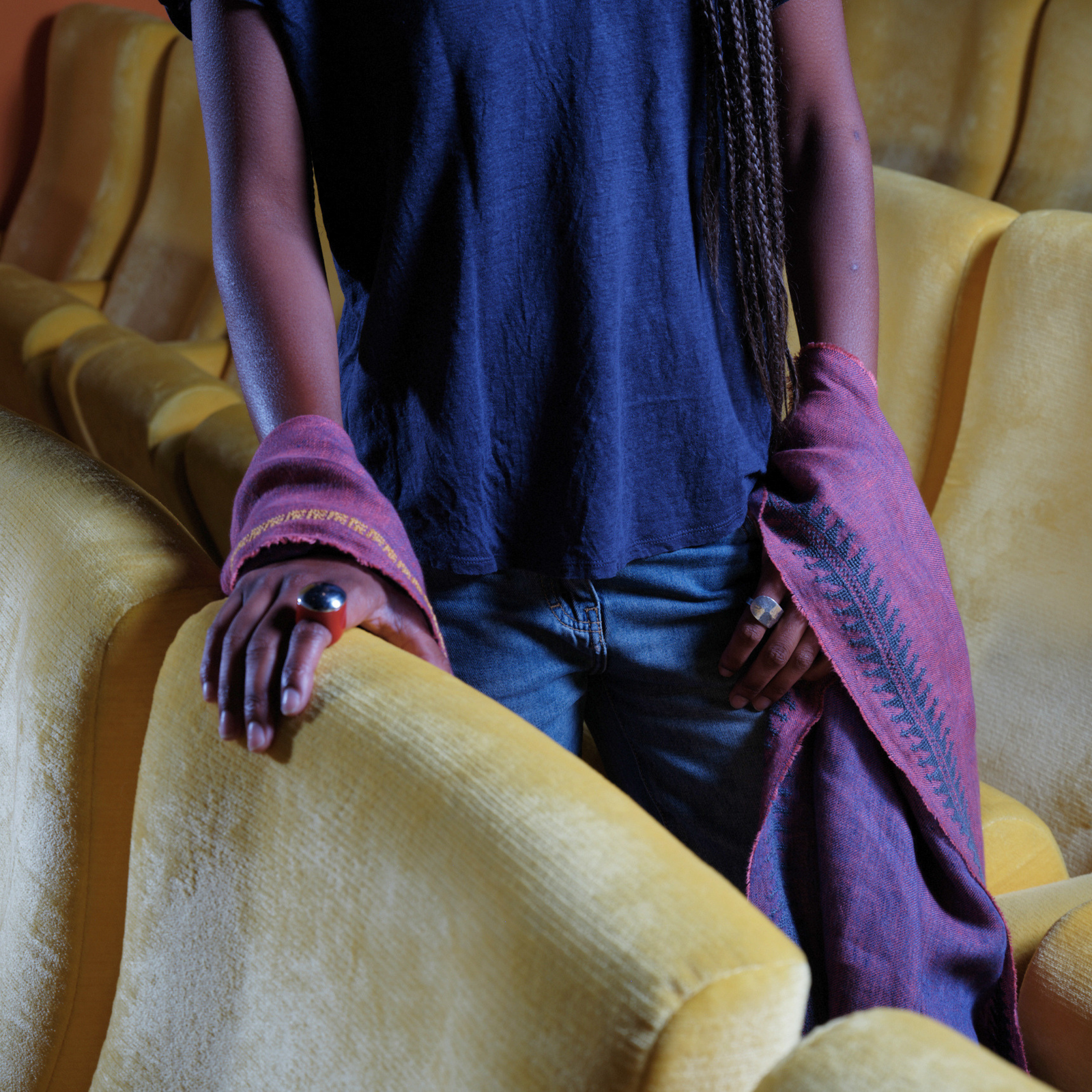 RED LINEN SHAWL MARY MAGDALENE