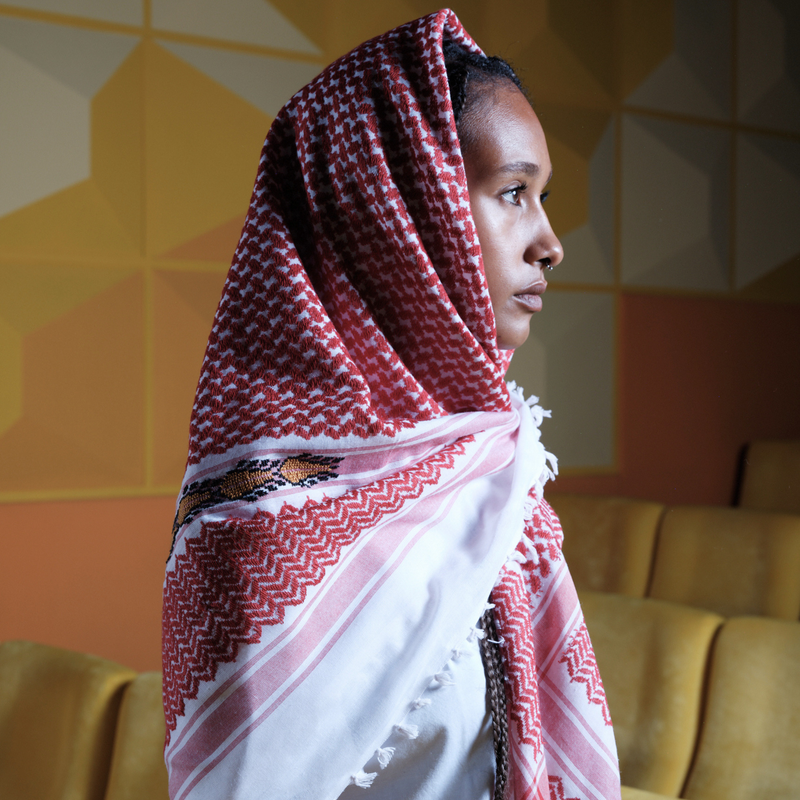 MAY RED & WHITE COTTON FLAME KEFFIYEH