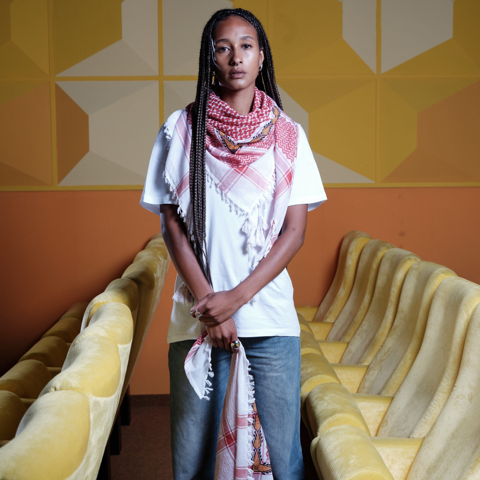 MINI RED & WHITE FLAME COTTON KEFFIYEH