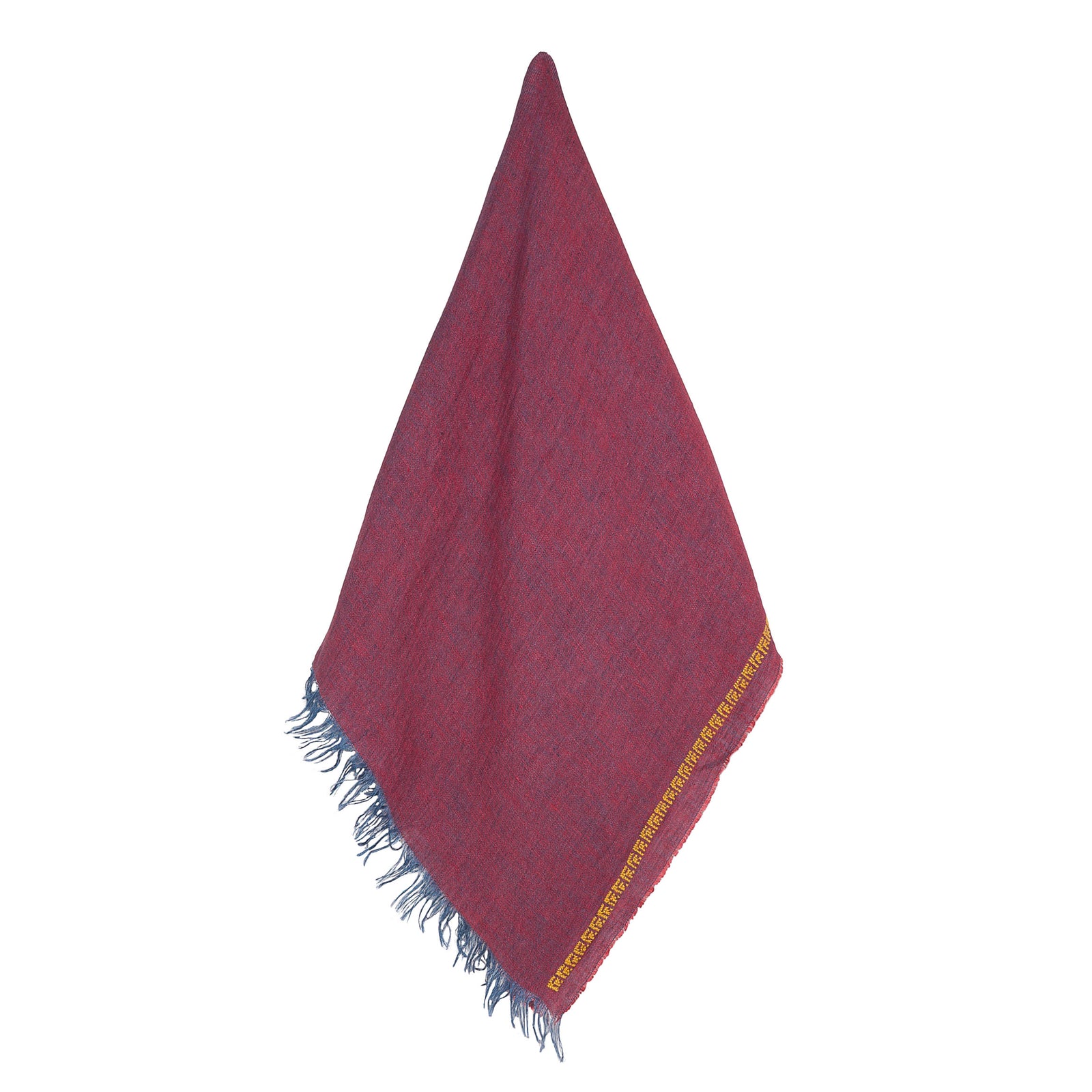 RED LINEN SHAWL YELLOW ROSE