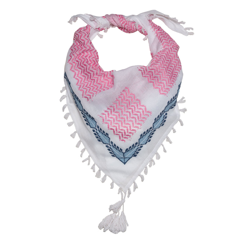 MINI PINK & WHITE FLAME COTTON KEFFIYEH
