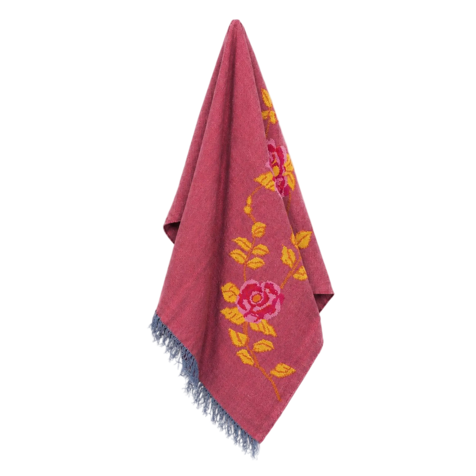RED LINEN SHAWL HANA ROSE