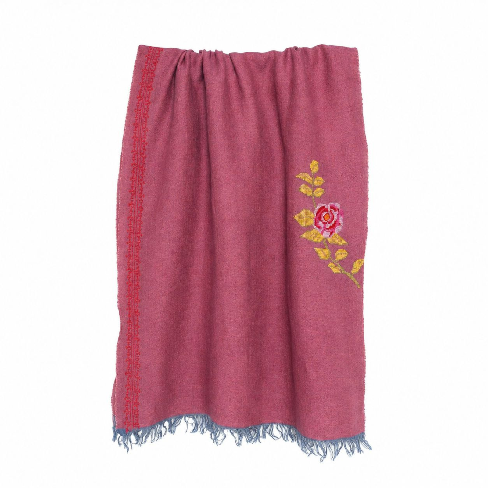 RED LINEN SHAWL IBRAHIM & HANA ROSE