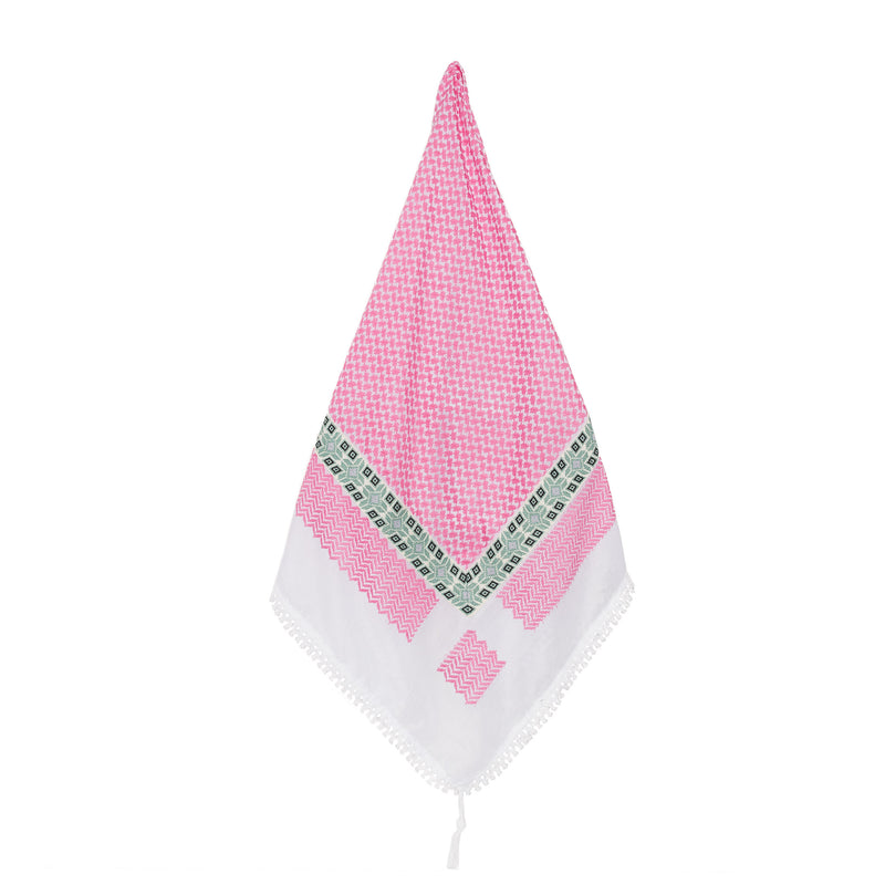 LINDA PINK & WHITE CROSS KEFFIYEH