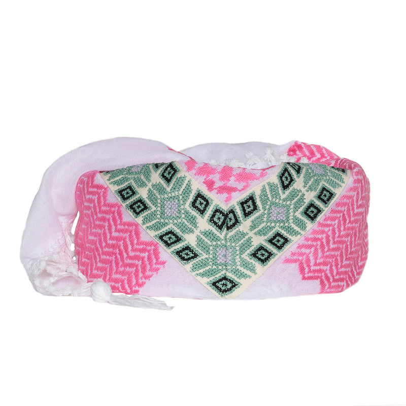 LINDA PINK & WHITE CROSS KEFFIYEH