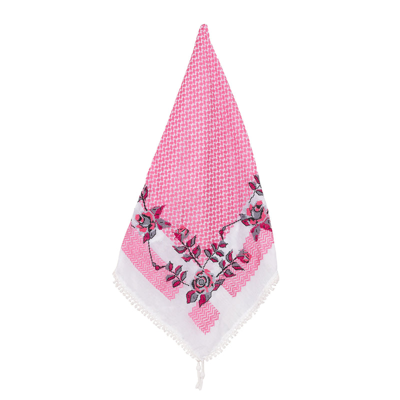 PINK & WHITE ROSE KEFFIYEH