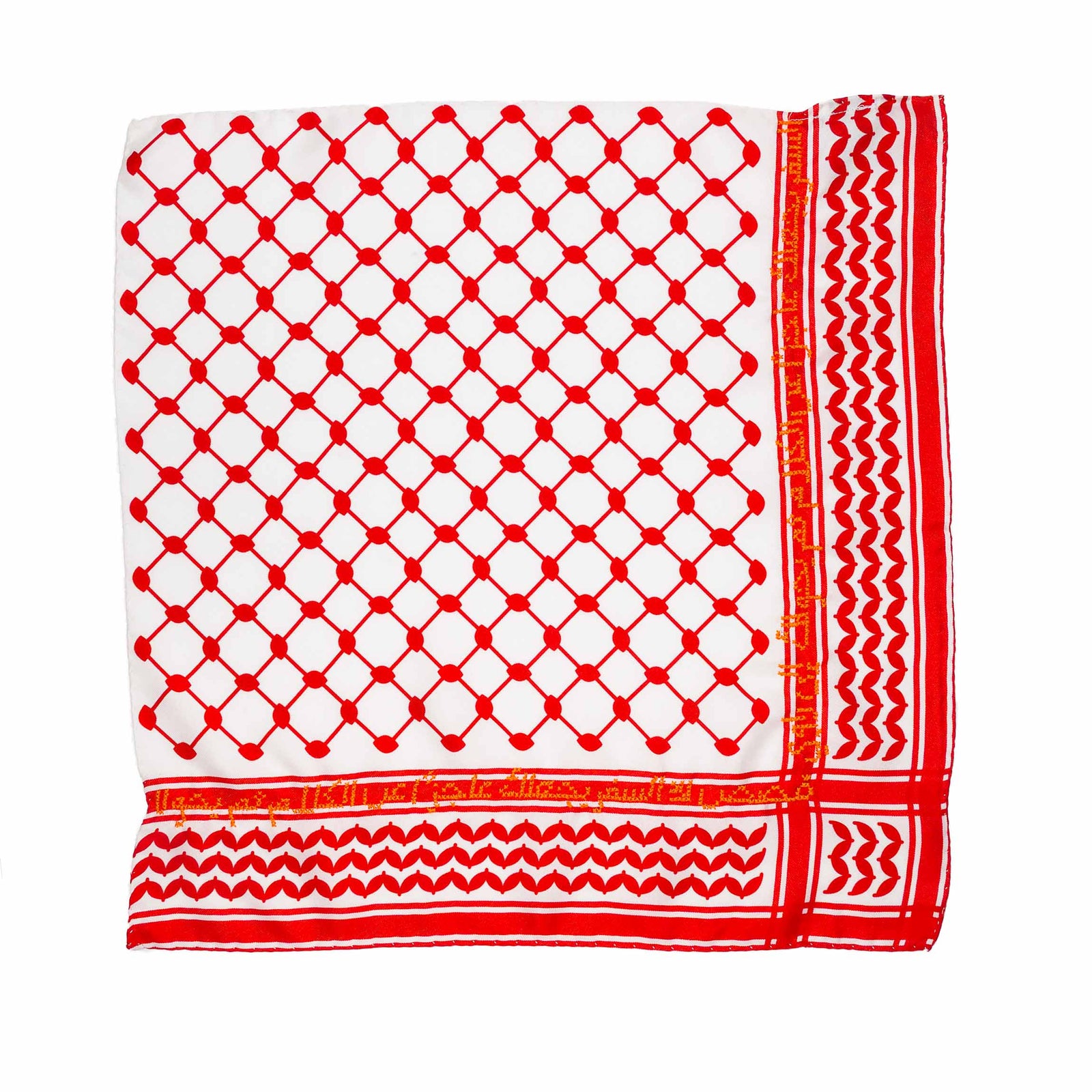 RED & WHITE SILK KEFFIYEH