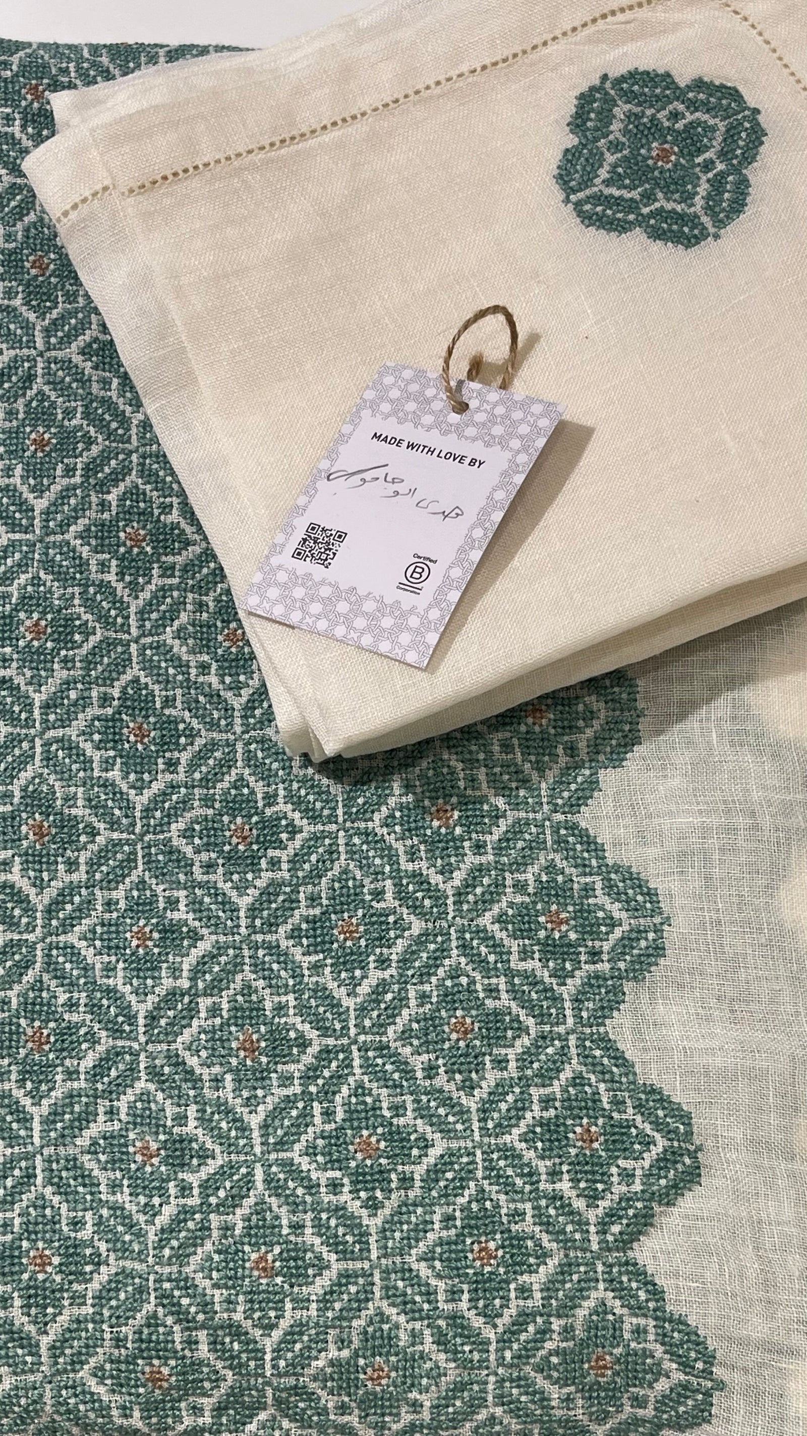 CREAM GAUZE LINEN TABLECLOTH POPPY | 180 x 280