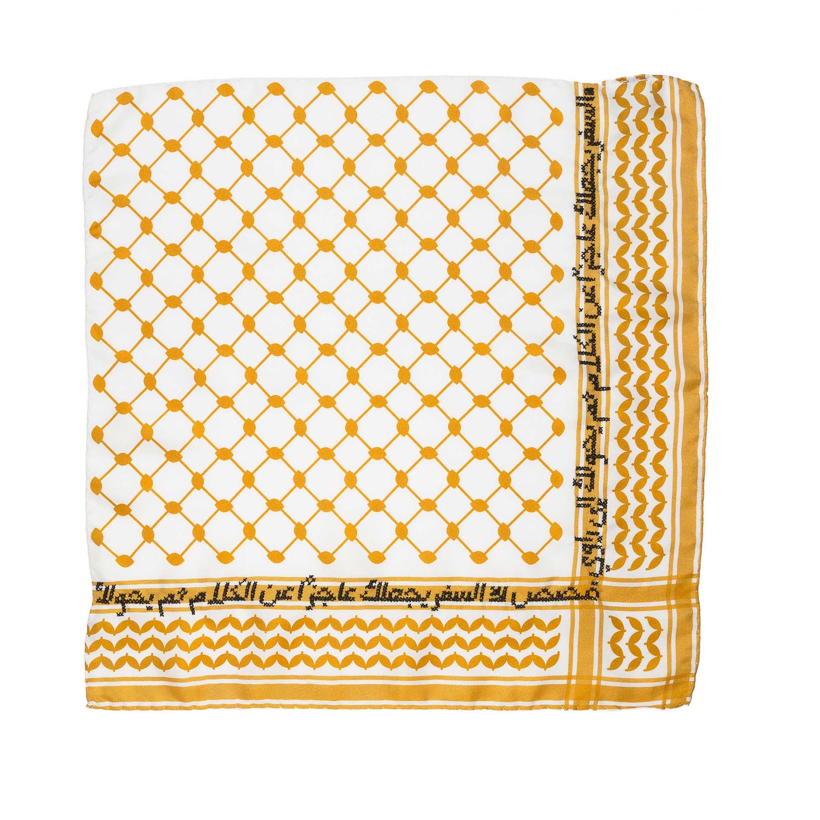 GOLD & WHITE SILK KEFFIYEH