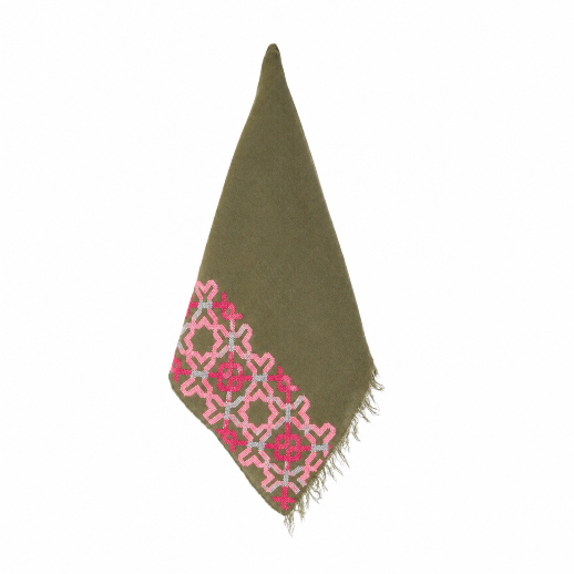 KHAKI LINEN SHAWL PINK ALHAMBRA SUNSET