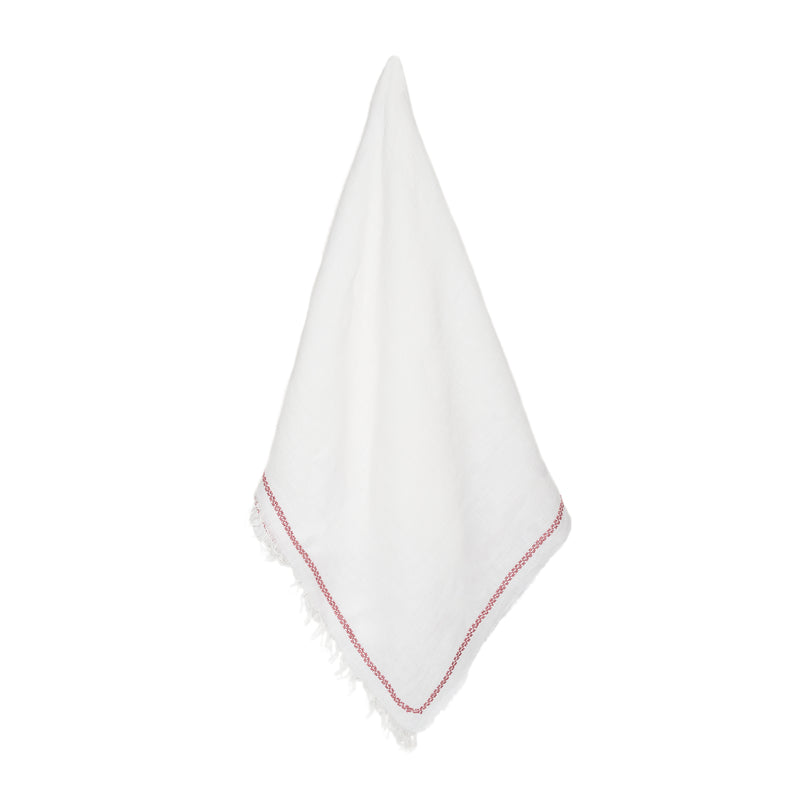 WHITE LINEN SHAWL SQUARE ANTIQUE PINK WATER